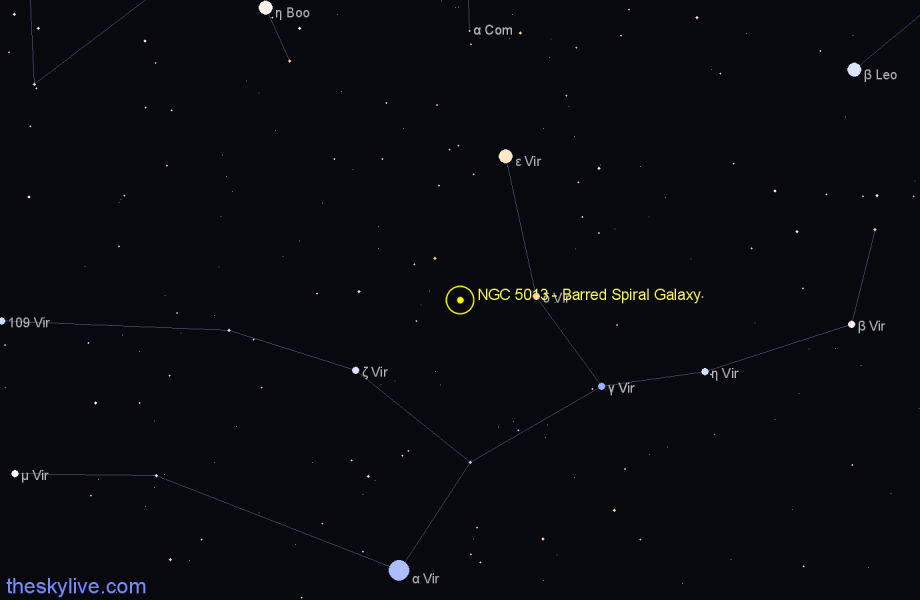 Finder chart NGC 5013 - Barred Spiral Galaxy in Virgo star