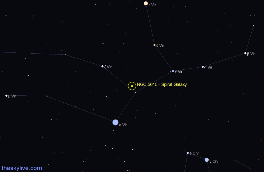 Finder chart NGC 5015 - Spiral Galaxy in Virgo star