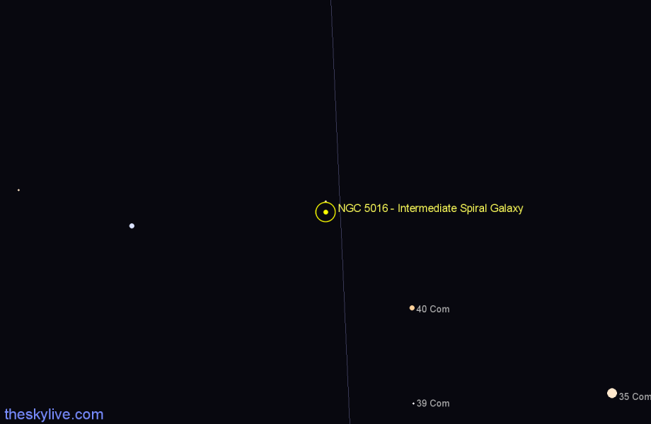 Finder chart NGC 5016 - Intermediate Spiral Galaxy in Coma Berenices star