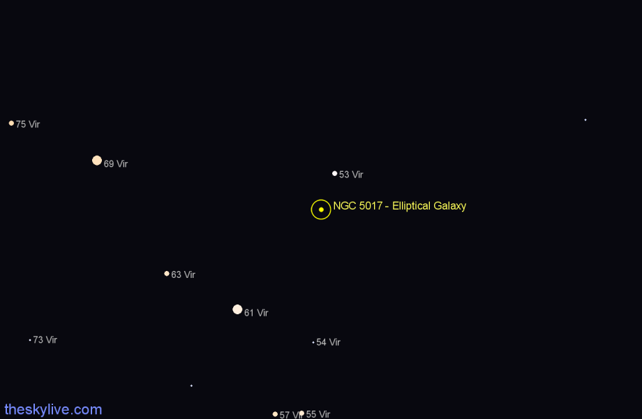 Finder chart NGC 5017 - Elliptical Galaxy in Virgo star