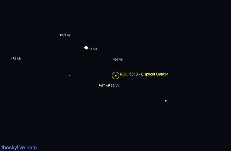 Finder chart NGC 5018 - Elliptical Galaxy in Virgo star