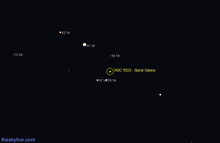 Finder chart NGC 5022 - Spiral Galaxy in Virgo star