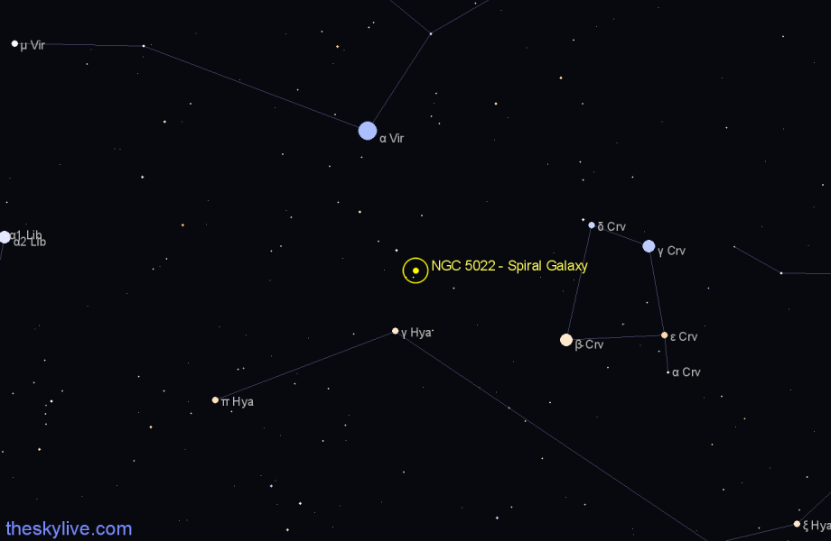 Finder chart NGC 5022 - Spiral Galaxy in Virgo star