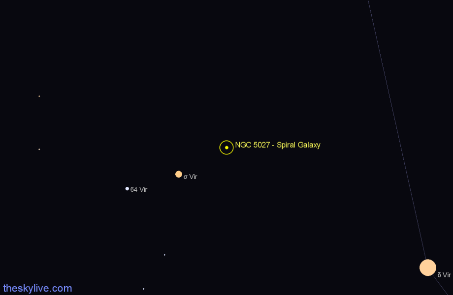 Finder chart NGC 5027 - Spiral Galaxy in Virgo star