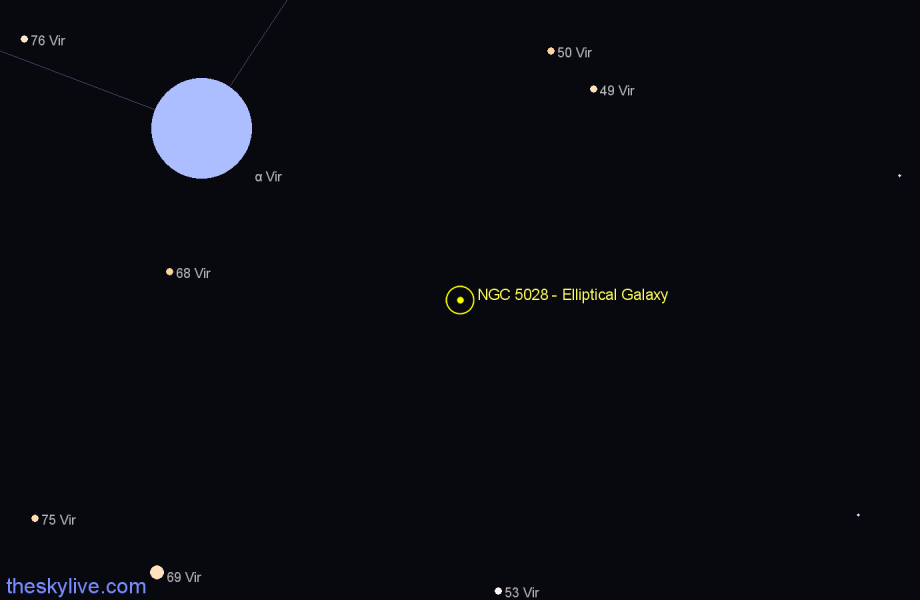 Finder chart NGC 5028 - Elliptical Galaxy in Virgo star