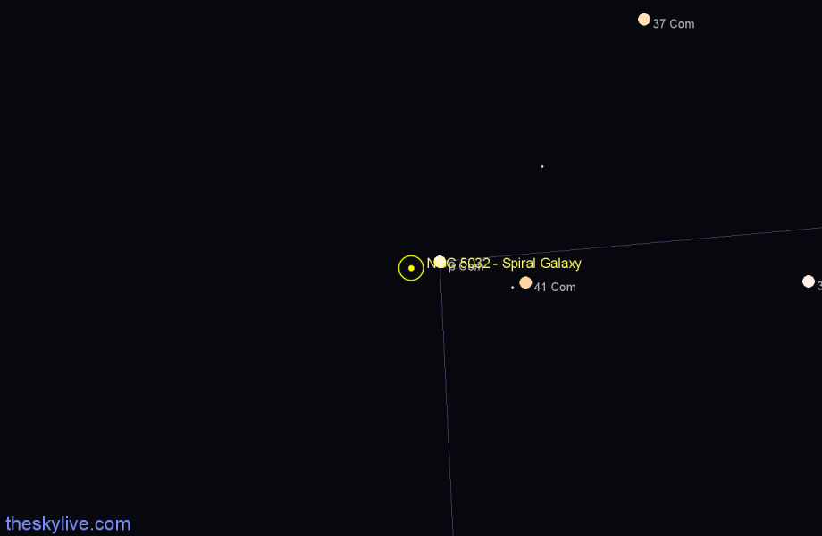 Finder chart NGC 5032 - Spiral Galaxy in Coma Berenices star