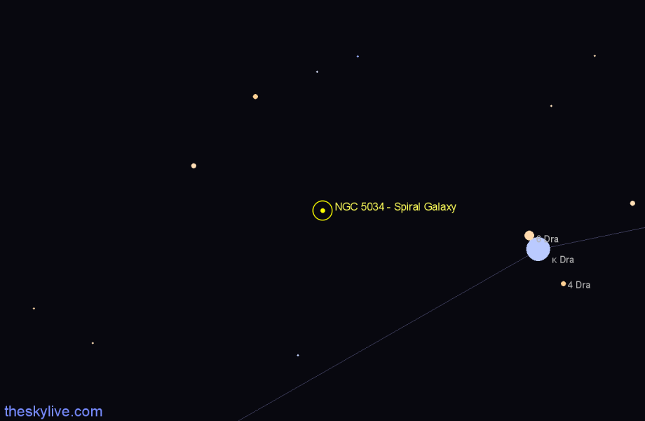 Finder chart NGC 5034 - Spiral Galaxy in Ursa Minor star