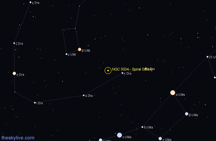 Finder chart NGC 5034 - Spiral Galaxy in Ursa Minor star