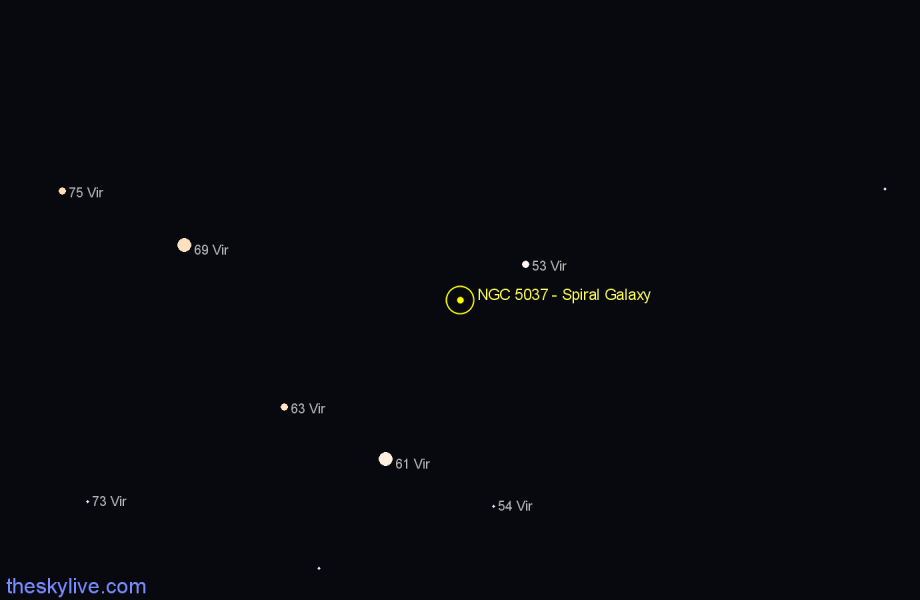 Finder chart NGC 5037 - Spiral Galaxy in Virgo star