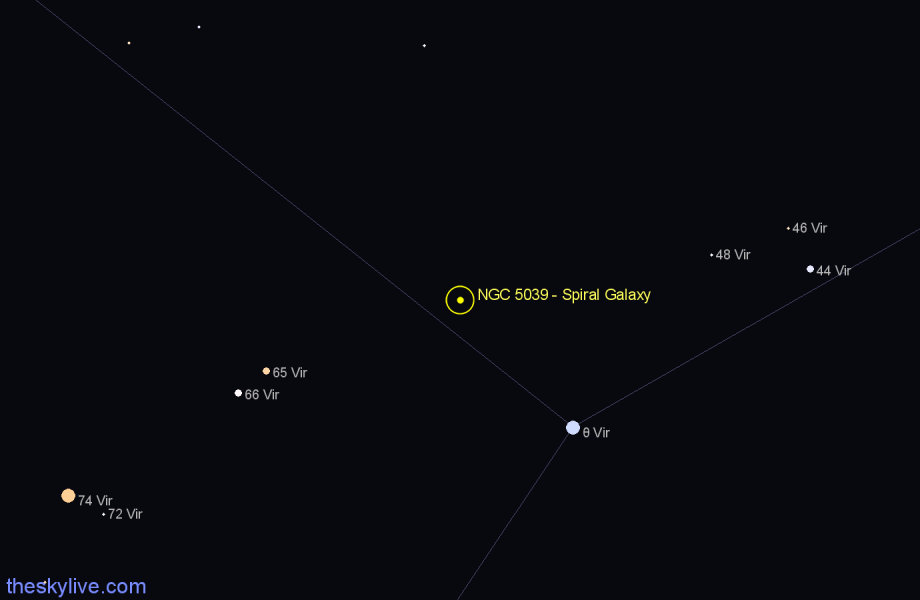 Finder chart NGC 5039 - Spiral Galaxy in Virgo star