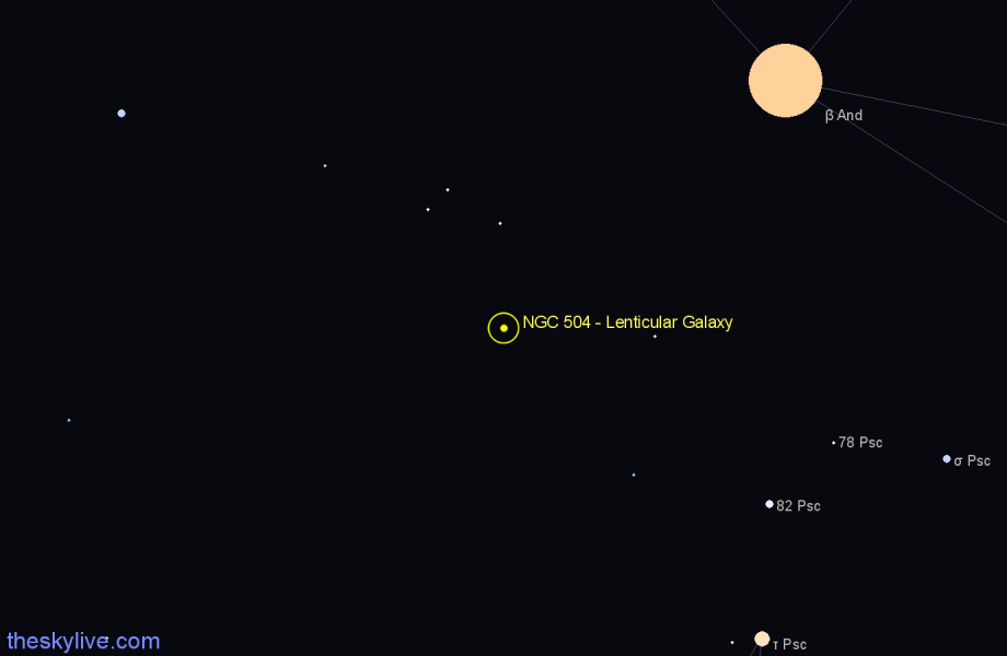 Finder chart NGC 504 - Lenticular Galaxy in Pisces star