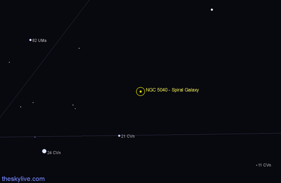 Finder chart NGC 5040 - Spiral Galaxy in Canes Venatici star