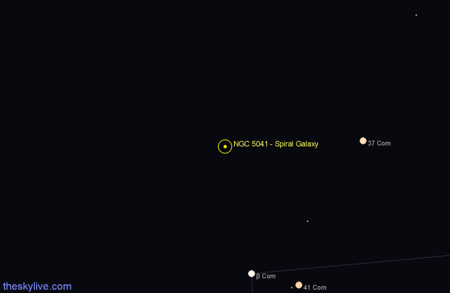 Finder chart NGC 5041 - Spiral Galaxy in Coma Berenices star