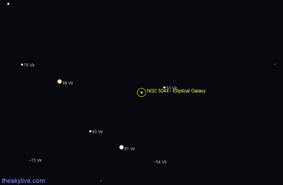 Finder chart NGC 5044 - Elliptical Galaxy in Virgo star