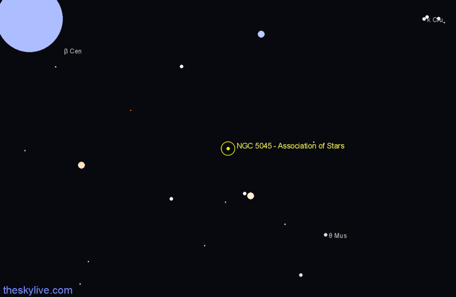Finder chart NGC 5045 - Association of Stars in Centaurus star