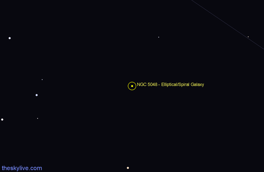 Finder chart NGC 5048 - Elliptical/Spiral Galaxy in Hydra star