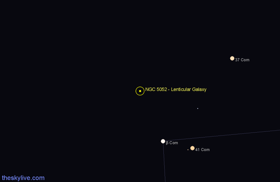 Finder chart NGC 5052 - Lenticular Galaxy in Coma Berenices star