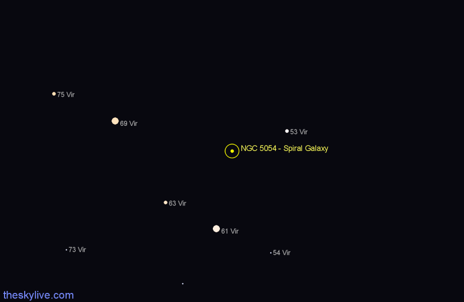 Finder chart NGC 5054 - Spiral Galaxy in Virgo star