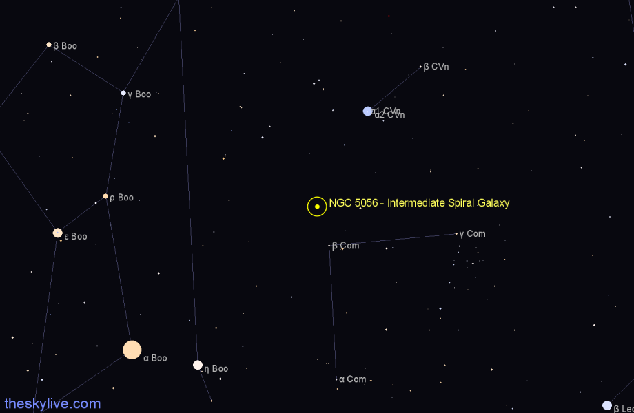 Finder chart NGC 5056 - Intermediate Spiral Galaxy in Coma Berenices star