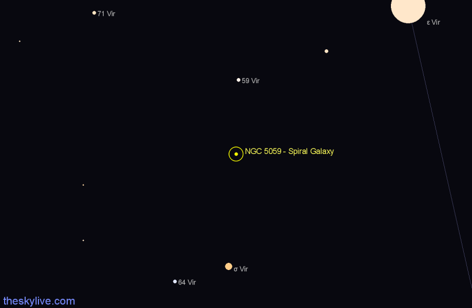 Finder chart NGC 5059 - Spiral Galaxy in Virgo star