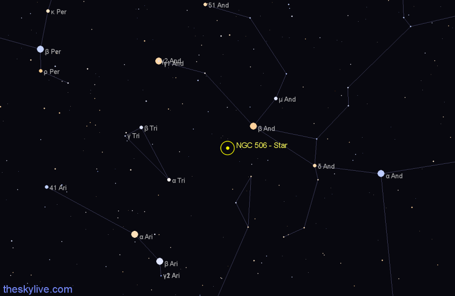 Finder chart NGC 506 - Star in Pisces star