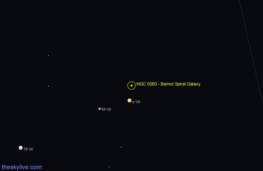 Finder chart NGC 5060 - Barred Spiral Galaxy in Virgo star