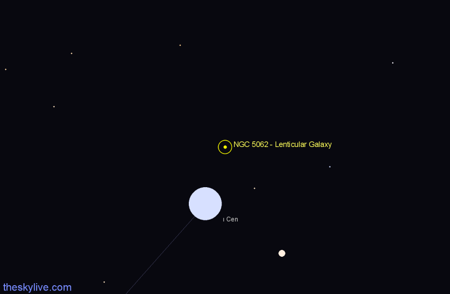 Finder chart NGC 5062 - Lenticular Galaxy in Centaurus star