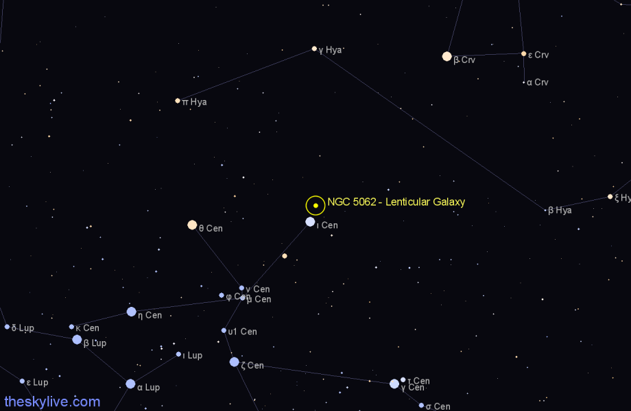 Finder chart NGC 5062 - Lenticular Galaxy in Centaurus star