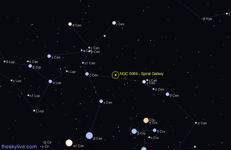 Finder chart NGC 5064 - Spiral Galaxy in Centaurus star