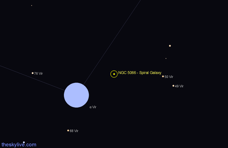 Finder chart NGC 5066 - Spiral Galaxy in Virgo star