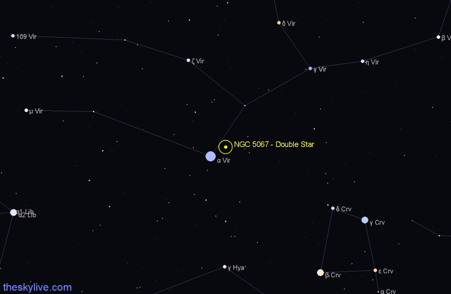 Finder chart NGC 5067 - Double Star in Virgo star