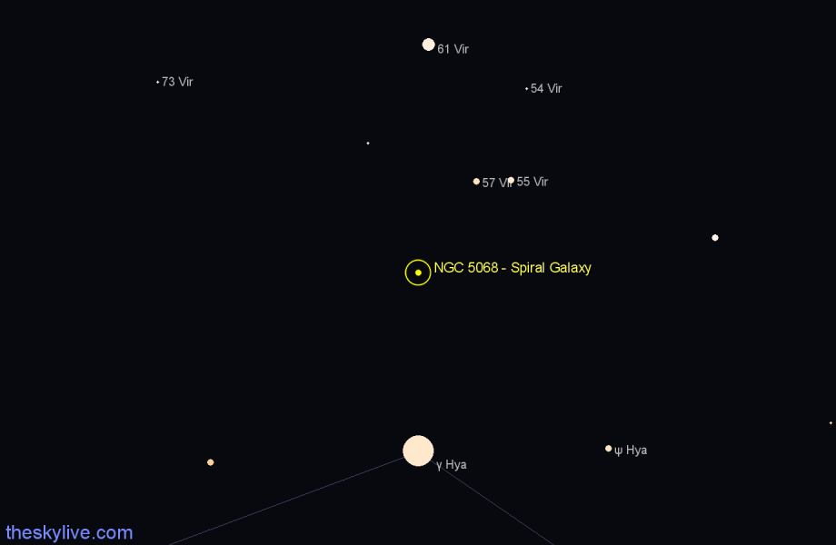 Finder chart NGC 5068 - Spiral Galaxy in Virgo star