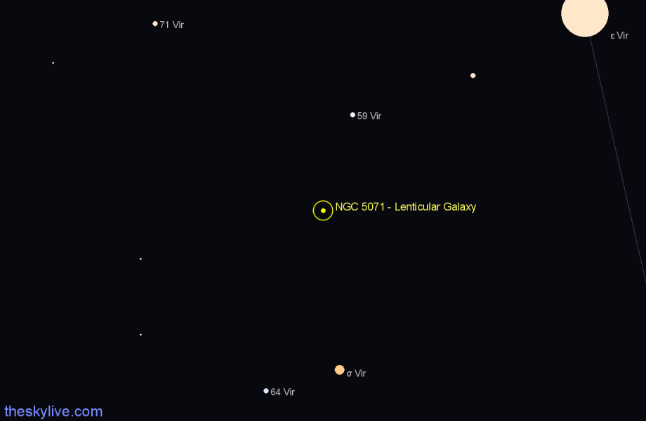 Finder chart NGC 5071 - Lenticular Galaxy in Virgo star