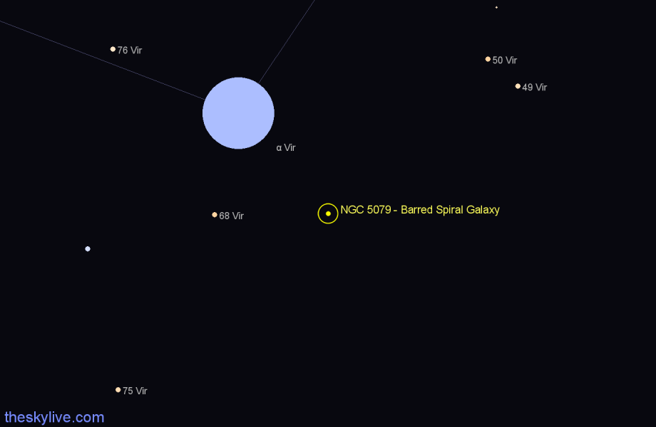 Finder chart NGC 5079 - Barred Spiral Galaxy in Virgo star