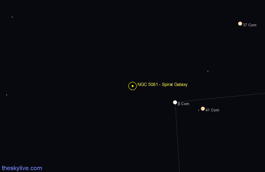 Finder chart NGC 5081 - Spiral Galaxy in Coma Berenices star