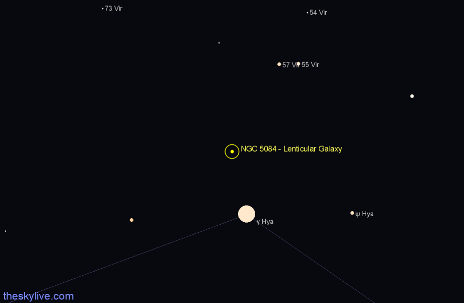 Finder chart NGC 5084 - Lenticular Galaxy in Virgo star