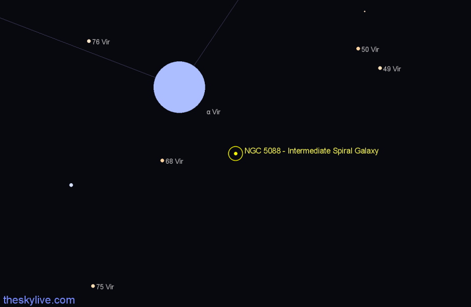 Finder chart NGC 5088 - Intermediate Spiral Galaxy in Virgo star