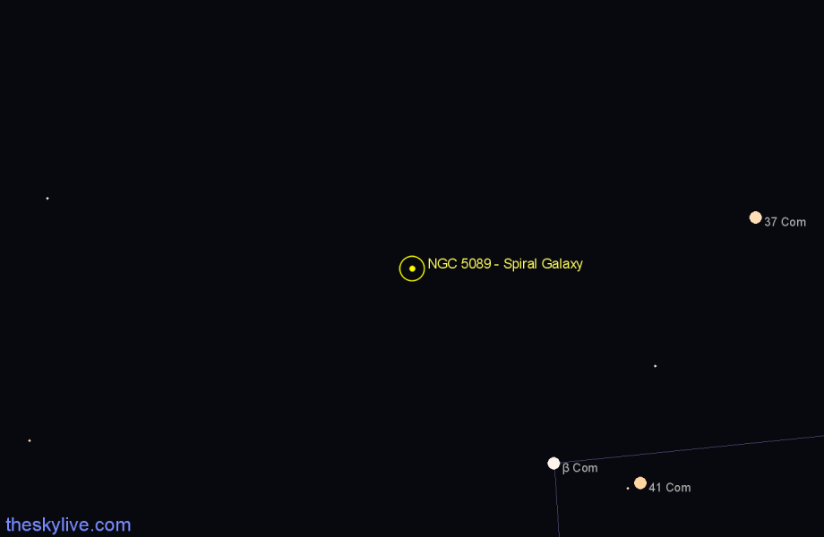 Finder chart NGC 5089 - Spiral Galaxy in Coma Berenices star