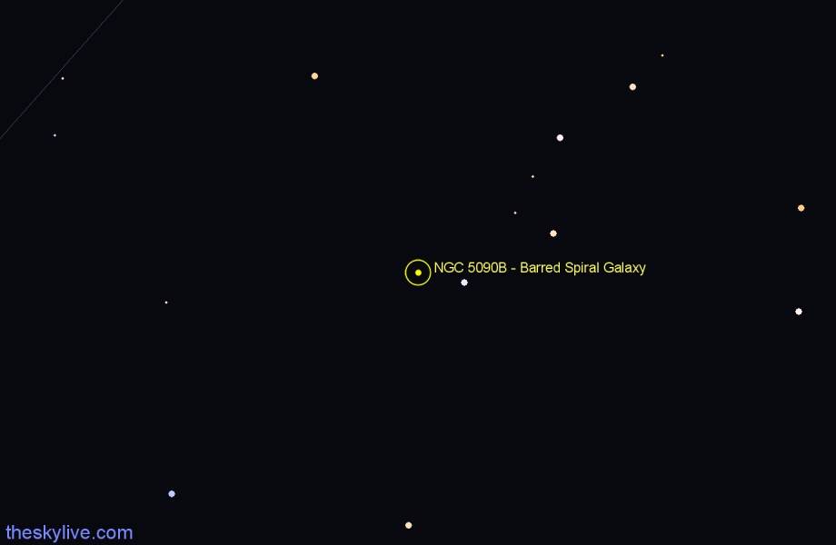Finder chart NGC 5090B - Barred Spiral Galaxy in Centaurus star