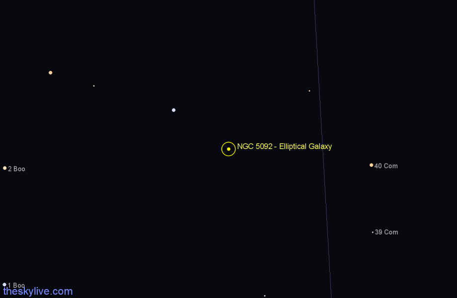 Finder chart NGC 5092 - Elliptical Galaxy in Coma Berenices star