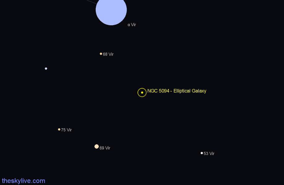 Finder chart NGC 5094 - Elliptical Galaxy in Virgo star