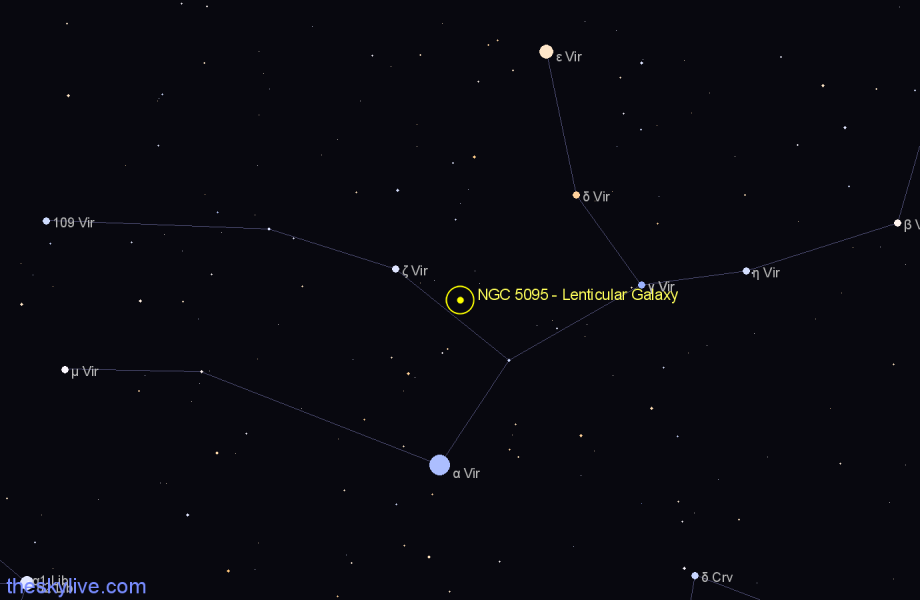 Finder chart NGC 5095 - Lenticular Galaxy in Virgo star