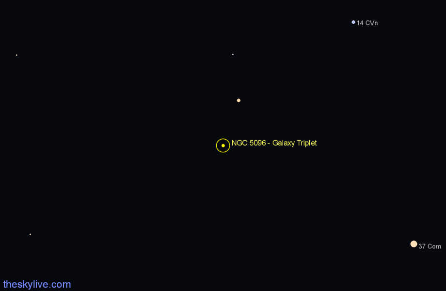 Finder chart NGC 5096 - Galaxy Triplet in Canes Venatici star