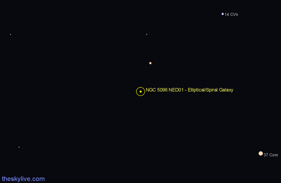 Finder chart NGC 5096 NED01 - Elliptical/Spiral Galaxy in Canes Venatici star