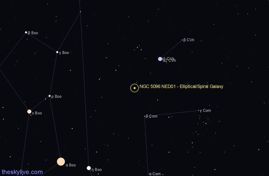 Finder chart NGC 5096 NED01 - Elliptical/Spiral Galaxy in Canes Venatici star