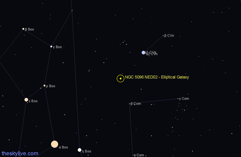 Finder chart NGC 5096 NED02 - Elliptical Galaxy in Canes Venatici star