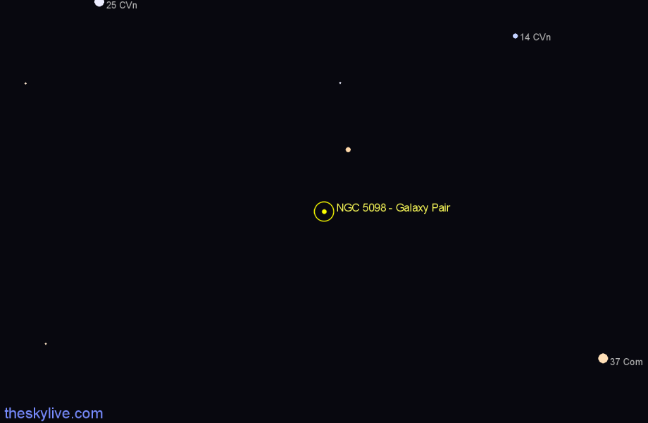 Finder chart NGC 5098 - Galaxy Pair in Canes Venatici star