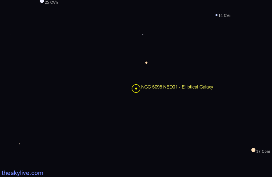 Finder chart NGC 5098 NED01 - Elliptical Galaxy in Canes Venatici star