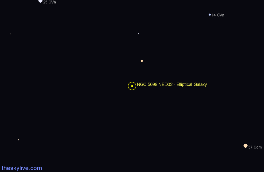 Finder chart NGC 5098 NED02 - Elliptical Galaxy in Canes Venatici star