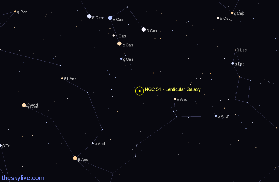 Finder chart NGC 51 - Lenticular Galaxy in Andromeda star